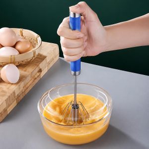 Batteur Manuel à Ressort Rotatif 360° - Fouet Semi-Automatique en Acier Inoxydable pour Cuisine, Gâteaux et Œufs
