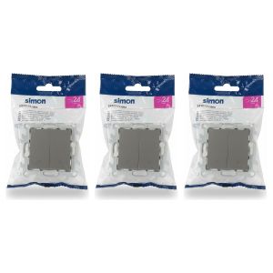SIMON Lot de 3 - Interrupteur Va-et-Vient - Gris Anthracite - Pour Installation Électrique Domestique - S24