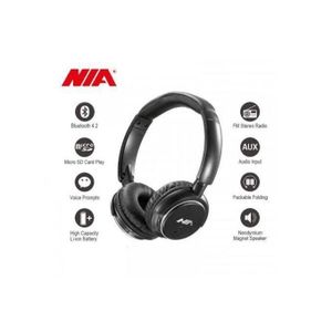 Nia Casque Bluetooth Lecteur SD MP3 Radio FM Aux-entrée Micro