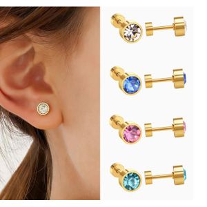 4 Paires de Boucles d'Oreilles Hypoallergéniques en Acier Inoxydable 316 avec Zircone de Couleurs Mélangées .couleur aléatoire