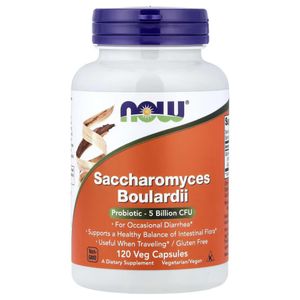 Now Foods Saccharomyces Boulardii بروبيوتيك، 5 مليارات وحدة تشكيل مستعمرة، 120 كبسولة نباتية - الهضم، المرور وفلورا الأمعاء