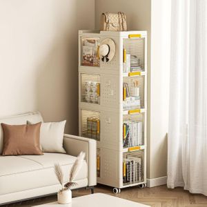 Bibliothèque pliable et mobile avec panneau perforé et roulettes, idéale pour la maison, le bureau ou la salle de classe : un meuble de rangement gain de place.