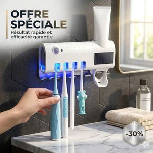 Porte-Brosses à Dents Intelligent avec Stérilisateur UV – Distributeur de Dentifrice Automatique USB et Organisateur de Salle de Bain