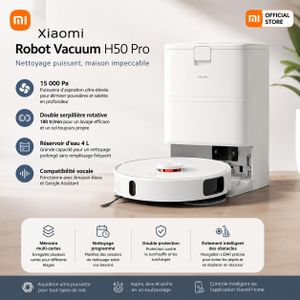 XIAOMI Robot Vacuum H50 Pro Aspiration 15 000 Pa 180 tr/min Détection automatique, Compatibilité vocale