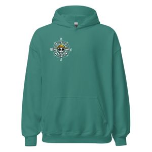 None Hoodie Premium L'équipage du Chapeau de Paille - Design Boussole & Crâne - Molleton Chaud - Green