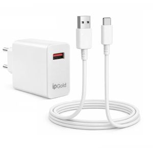 Ip Gold Chargeur Secteur Rapide 18W avec Câble USB-A vers Type-C