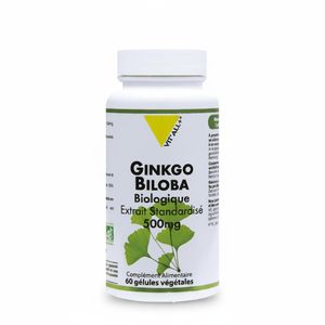 Ginkgo Biloba 500mg - 60 Gélules Bio   Soutien Mémoire, Concentration & Circulation Sanguine
