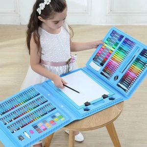 Coffret dessin 208 pièces, kit peinture et coloriage, crayons aquarelle, crayons de couleur, pastels à l'huile, gouache, mallette aluminium, fournitures artistiques