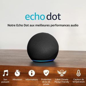 Amazon Essentials Alexa Echo Dot (5e génération, modèle 2022 Noir