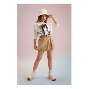 Defacto Jupe Tissée Fille Coupe Casual – Beige..