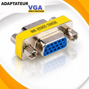 Adaptateur VGA Femelle vers Femelle Mini Gender Changer 15 Broches – Connecteur Métal Haute Qualité Compatible PC Écran