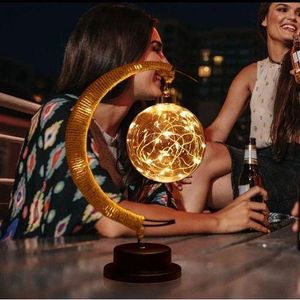 Lampe de bureau en forme de lune à Led, luminaire décoratif d'intérieur, en métal, idéal pour le Ramadan Kareem, Eid Mubarak, cadeaux musulmans Eid Al Adha