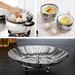 Panier vapeur pliable en acier inoxydable.