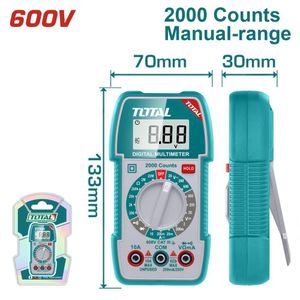 TOTAL Multimètre Numérique de Poche Professionnel – Testeur Électrique TRUE RMS 2000 Points