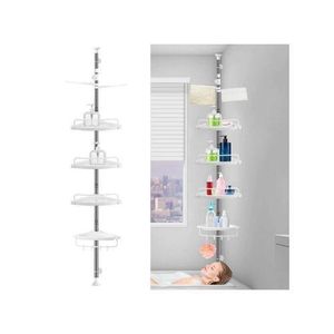 Tour de Rangement Blanche – Étagère de Douche à 4 Niveaux