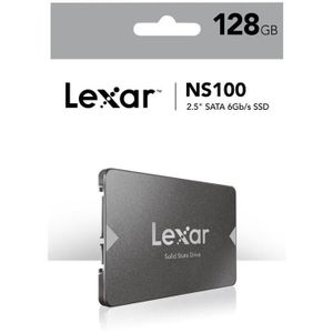 Lexar NS100 2,5" SATA III 6Gb/s SSD 128Go Interne, disque dur SSD Jusqu'à 520 Mo/s en Lecture, pour ordinateur portable, ordinateur de bureau/PC (LNS100-128RB)