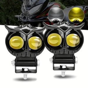 1 pièce Lumière LED chouette pour voiture, moto, vélo et scooter – double couleur, installation facile sans batterie