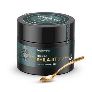 WeightWorld Résine de shilajit purifiée de l'Himalaya (50 g), 800 mg, Riche en acide fulvique (88 %), 3,4 % d'acide humique, Extrait de racine de curcuma et d'ashwagandha, 62 portions