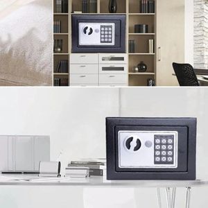 Mini coffre fort électronique 4.6L, coffre fort numérique en acier, clavier à code PIN avec 2 clés, fixation murale et sol, noir