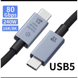 Câble Thunderbolt 5 USB Type-C vers C 240W, 80Gbps, SSD, pour egChancelier iPad MacPleAir
