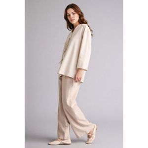 Defacto سروال من مزيج الكتان وايد ليج