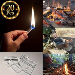 Lot de 20 Allume-Feux Solides de Survie - Un outil de survie essentiel pour le camping en plein air et l'exploration - Source de feu portable, incolore, inodore, étanche et durable, sans fumée et sans poussière