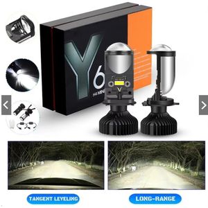 Phares à lentille LED Y6D H4 pour voiture,adaptés aux distances longues et courtes,phares de moto,grandes lentilles,haute luminosité