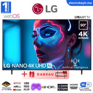LG تلفزيون ذكي LED بحجم 50 بوصة - UHD 4K - 50NANO80A6A - NanoCell AI