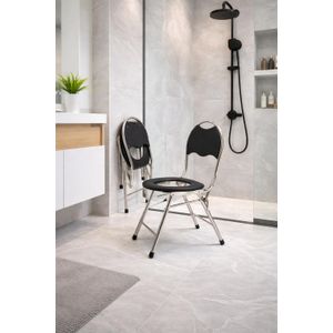 Chaise pliante avec siège ouvert – Confort et praticité pour salle de bain