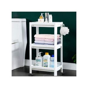 Rangement pratique 3 étagères en plastique solid Salle de bain Salon Chambre a coucher supporte 16kg multifonction