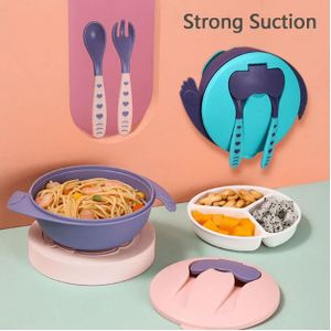 Set de Vaisselle Bébé – Ensemble Bol d'Alimentation avec Couvercle, Cuillère et Fourchette 