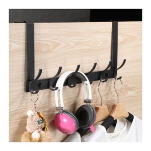 Porte-Manteau Suspendu Derrière Porte en Métal – 6 Crochets Multifonctions