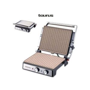 Taurus Panini grill double face 2en1 revêtement granit ouvrable 180° 2000w thermostat+minuterie inox/noir