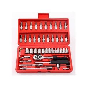46pcs Combinaison D'outils Automobile, Kit De Réparation, Jeu De Clés À Douille