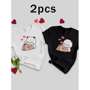 Mode d'été Lot de 2 T-shirts unisexes lavables en machine avec inscription "HOUSTON", style tendance, convient comme cadeau