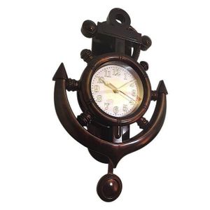 Horloge Murale Grand Format Thème Ancre et Roue de Bateau