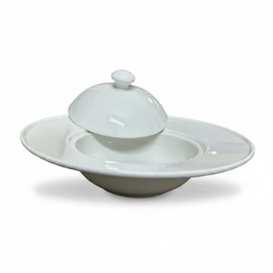 Assiette Creuse Blanche avec Cloche - 1 Pièce