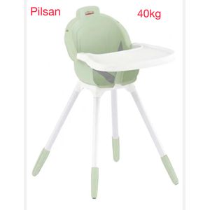 Pilsan Chaise de salle à manger enfant Comfort vert, tablette amovible spacieuse, ceinture de sécurité, montage rapide, poids maximal supporté : 40 kg
