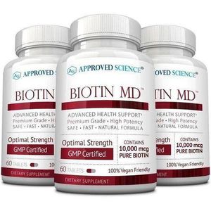 Approved Science Biotin MD – 10 000 mcg de biotine par portion – 60 comprimés végétaliens