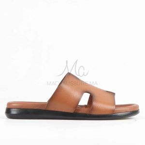 MaChaussure Zen - Sandales Hommes 100% Cuir en Tabac
