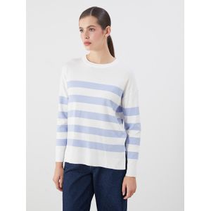 Lc Waikiki Pull-over Rayé Col rond Surdimensionné pour Femmes en Tricot