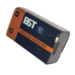 Piles 9V rechargeables lithium-ion 4500 mWh haute capacité avec câble USB-C
