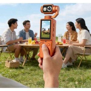 Caméra de poche Q-8 4K Ultra HD pour vlogging avec écran tactile rotatif de 2 pouces (5 cm) pour la vidéo 4K/120 ips, stabilisation sur 3 axes, mise au point rapide, suivi du visage et des objets. Idéale pour la photographie et YouTube.