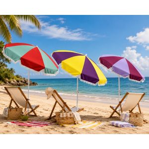 Parasol de Plage Multicolore avec Franges – Protection UV et Soleil MULTICOULEUR