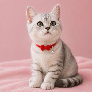Collier en velours avec noeud pour chat et chien - Rouge