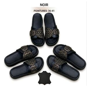 sandales en Silicone Noir pour Femme avec Strass et Boucle