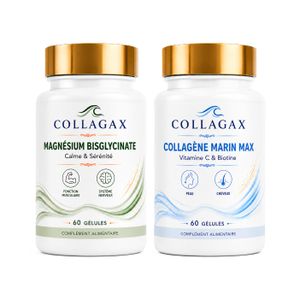 Collagax Pack Beauté – Collagène Marin 300 mg + Magnésium Bisglycinate 400 mg – 120 Gélules – Certifié ONSSA