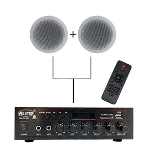 Master Pack Sonorisation Complet : Amplificateur TAB 215 BR & 2 Enceintes de Plafond CSL 624 (10W) avec télécommande