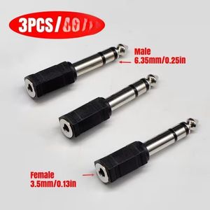 Adaptateur Audio Convertisseur 3pcs 3.5mm Femelle vers 6.35mm Mâle Connecteur, pour Haut-Parleur Casque Guitare Piano Numérique Amp Adapte, Clavier Microphone Stéréo Câble AUX