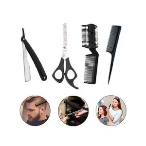 Set d'outils de coiffure, peigne et ciseaux noirs, pour un coiffage professionnel à domicile